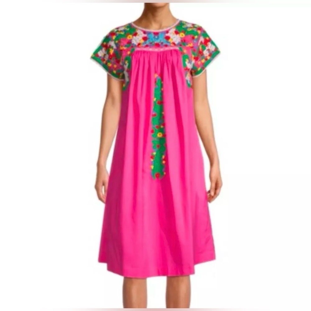 Frances Valentine Pink Floral Embroidered Dress Size 1X NWT